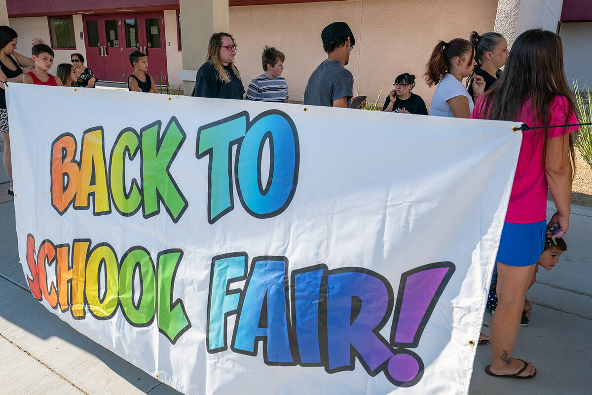 John Clausen/Pahrump Valley Times The lines at the Back to School Fair were long but event orga ...