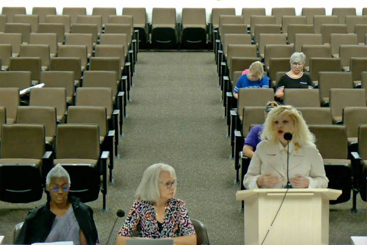 Screenshot Pahrump Valley Academy officials Sable Marandi, right, Michelle Caird, center, and T ...