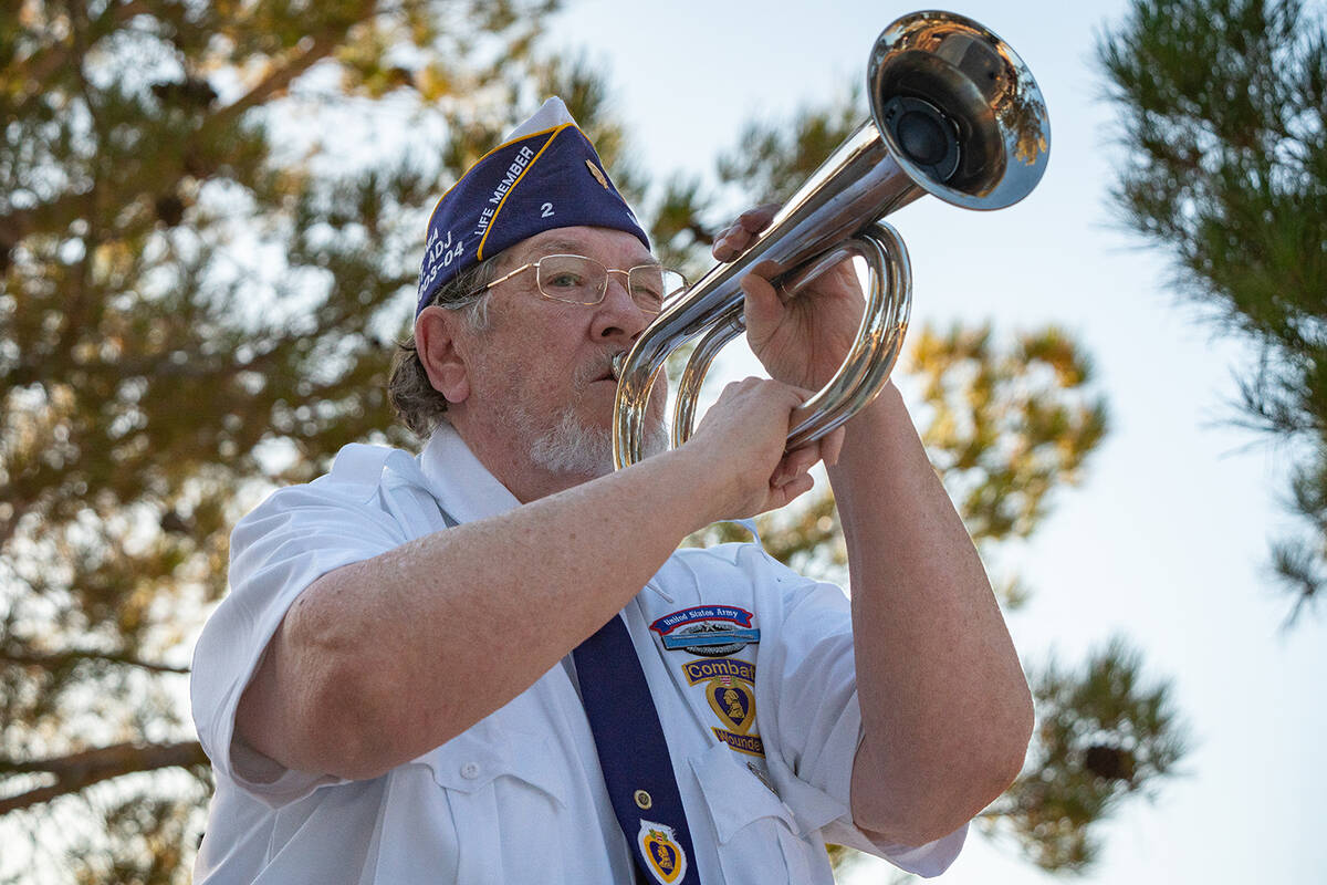 John Clausen/Pahrump Valley Times Major Stephen Hall took on the role of bugler for the Purple ...