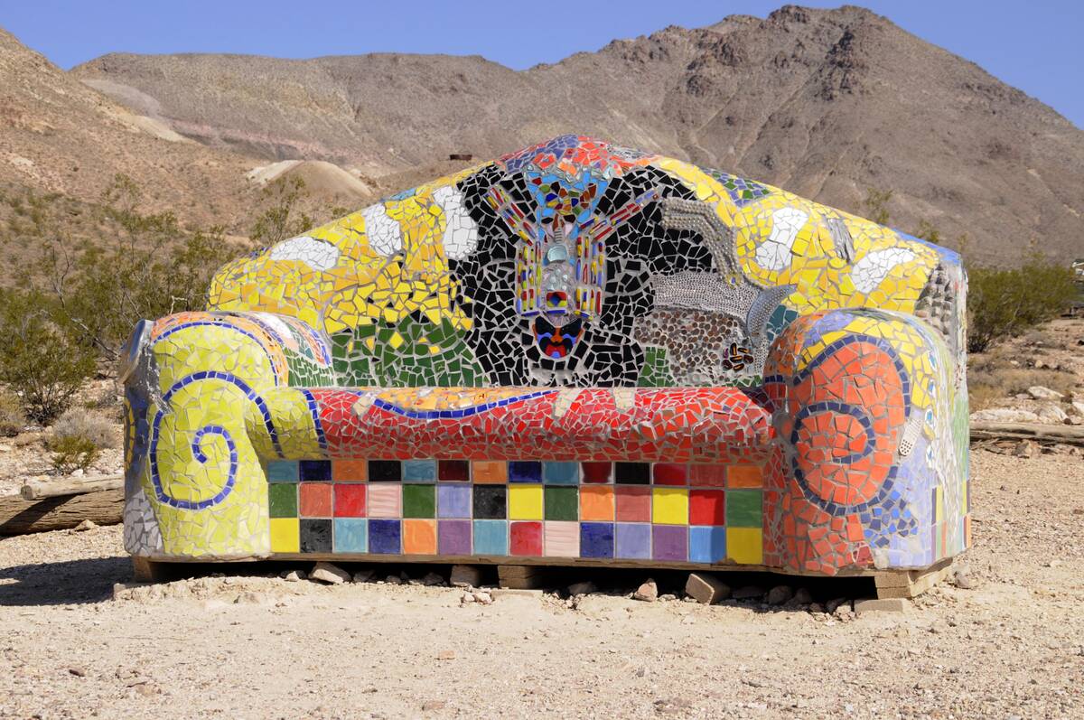 Richard Stephens/Special to the Pahrump Valley Times “Sit Here,” a colorful mosaic-covered ...
