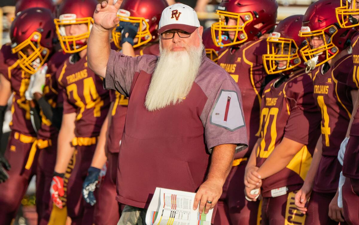 John Clausen/Pahrump Valley Times Pahrump Valley football head coach Thom Walker looks on as hi ...