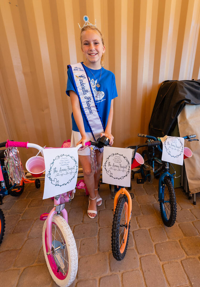 John Clausen/Pahrump Valley Times Avery Sampson of the Avery Project donated six bikes to the S ...