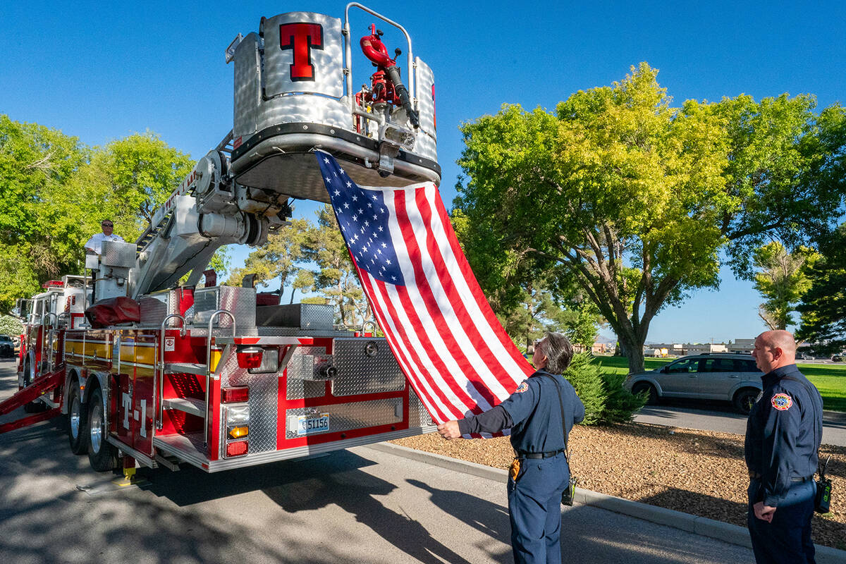 John Clausen/Pahrump Valley Times Pahrump Valley Fire and Rescue Tower Ladder One, shown here, ...