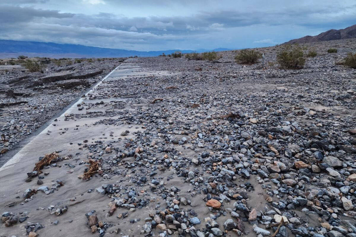 Debris can be seen on state Route 190 at Death Valley National Park in California. (Death Valle ...