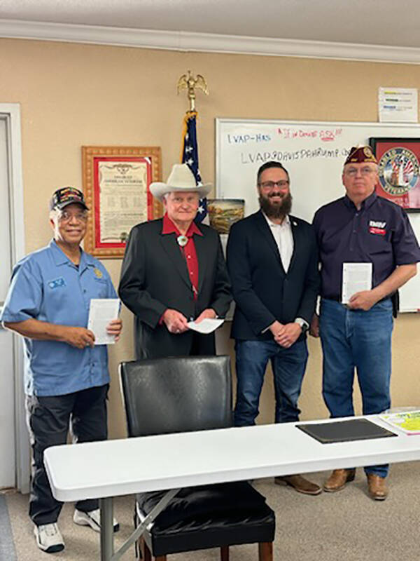 Special to the Pahrump Valley Times From left to right are veterans Dr. Tom Waters and Arnold B ...