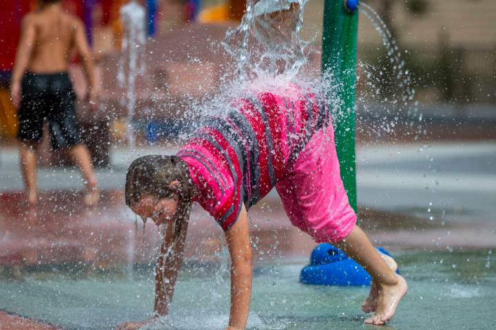 L.E. Baskow/Las Vegas Review-Journal Splash pads can be found all throughout the Las Vegas Vall ...