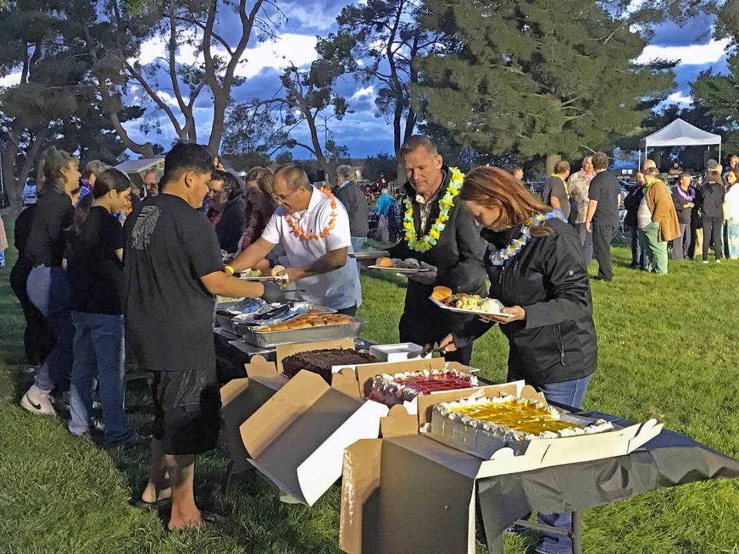 Robin Hebrock/Pahrump Valley Times The ACORN Luau included a buffet filled with Hawaiian-style ...