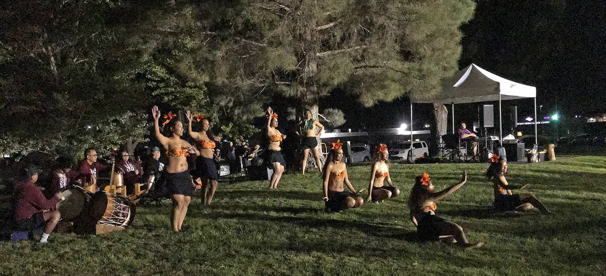 Robin Hebrock/Pahrump Valley Times Rau Tama Nui dancers perform at the ACORN Luau.