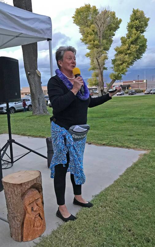 Robin Hebrock/Pahrump Valley Times ACORN Executive Director Kathie McKenna is shown addressing ...