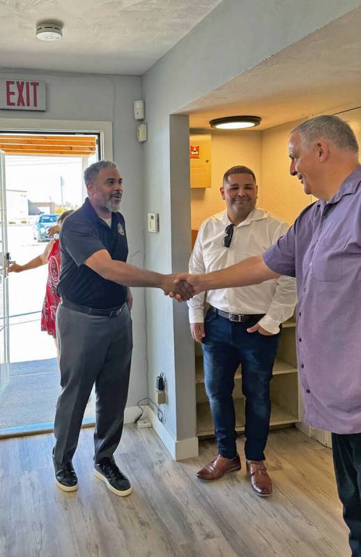 Special to the Pahrump Valley Times Congressman Steven Horsford is greeted by Nevada Outreach b ...