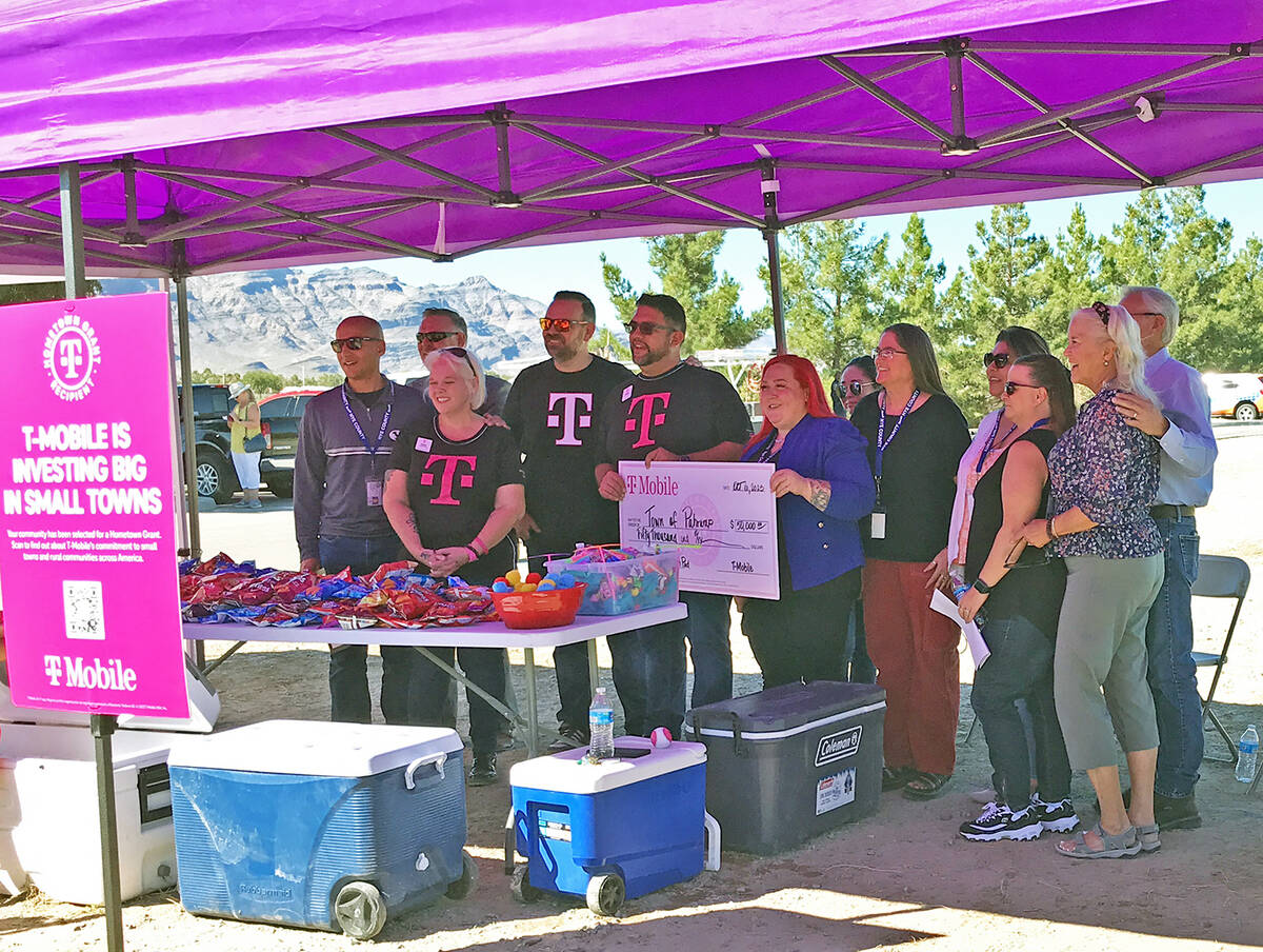 Robin Hebrock/Pahrump Valley Times The Nye County Grants team is shown receiving a $50,000 gran ...