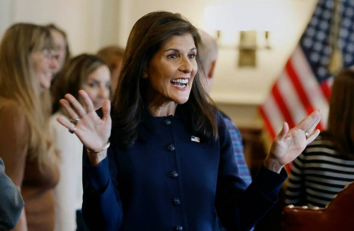 Nikki Haley greets supporters after signing papers to get on the Republican presidential primar ...