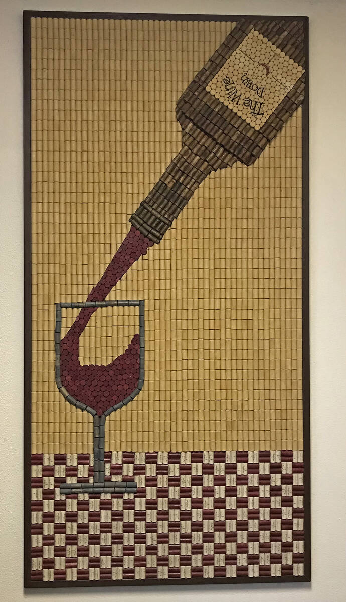 Robin Hebrock/Pahrump Valley Times Artwork made of wine corks adds a touch of whimsey to The Wi ...