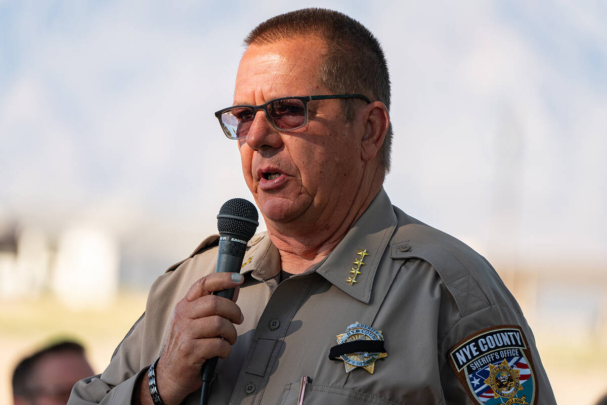 John Clausen/Pahrump Valley Times Nye County Sheriff Joe McGill addressed the audience at the 9 ...