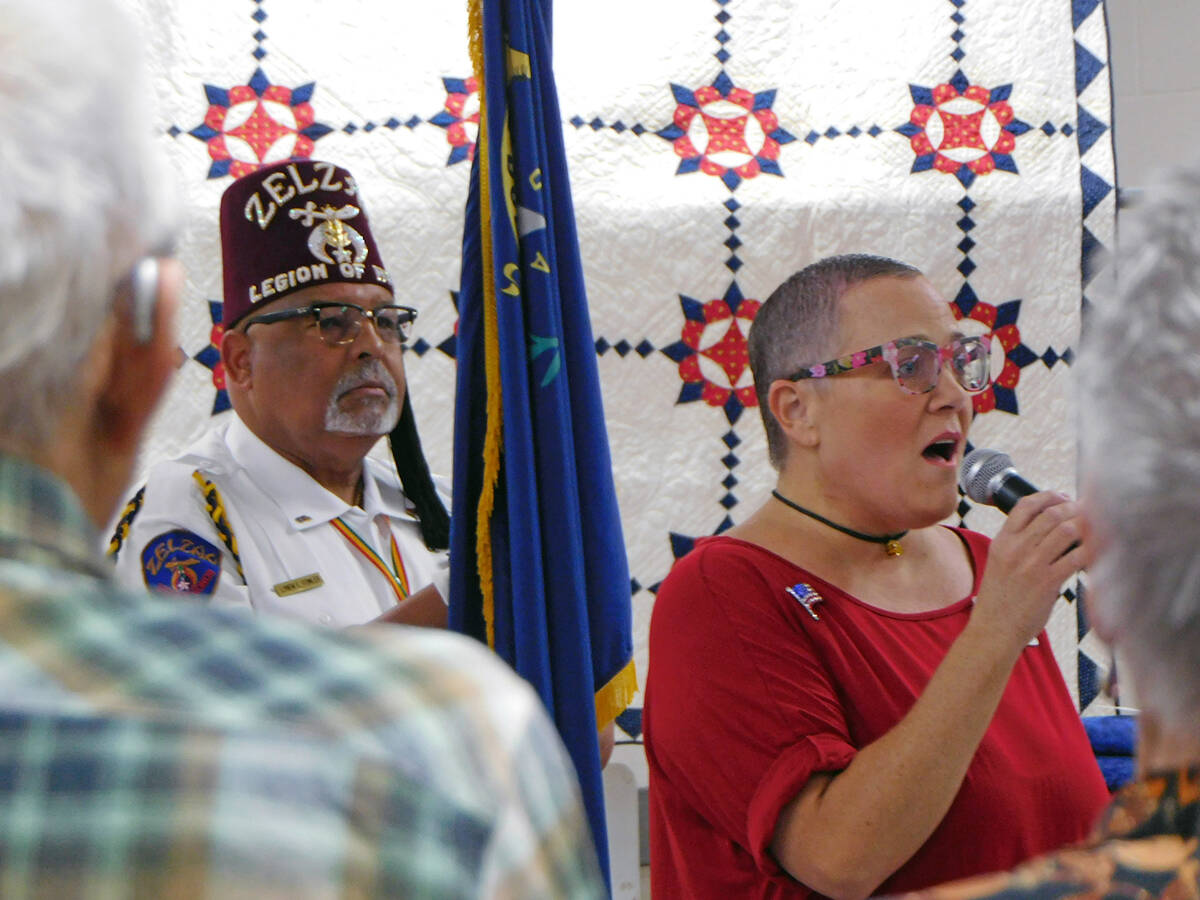 Robin Hebrock/Pahrump Valley Times Kittra Warren is pictured singing the "Star-Spangled Banner" ...
