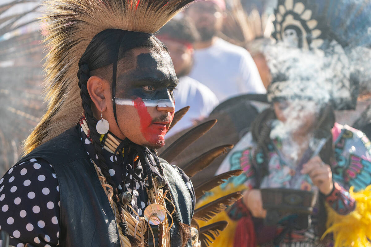 John Clausen/Pahrump Valley Times Many of those participating in the Powwow sported fierce face ...