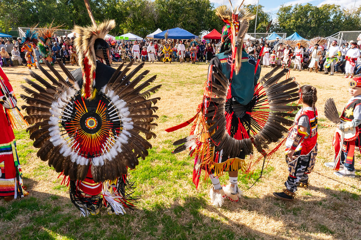 John Clausen/Pahrump Valley Times Native American Dancers are pictured ringing the dance circle ...