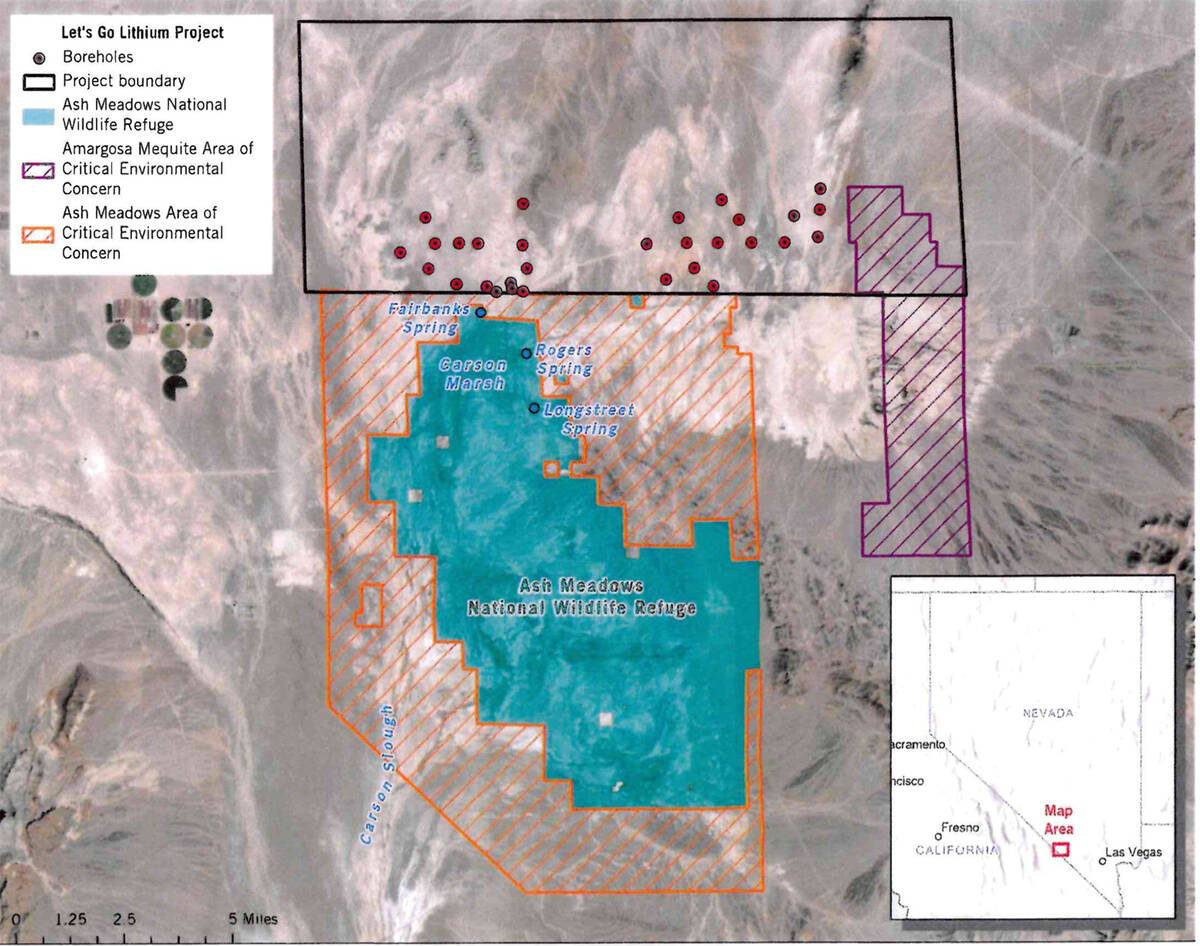 Special to the Pahrump Valley Times This map shows the location of the proposed exploratory bor ...