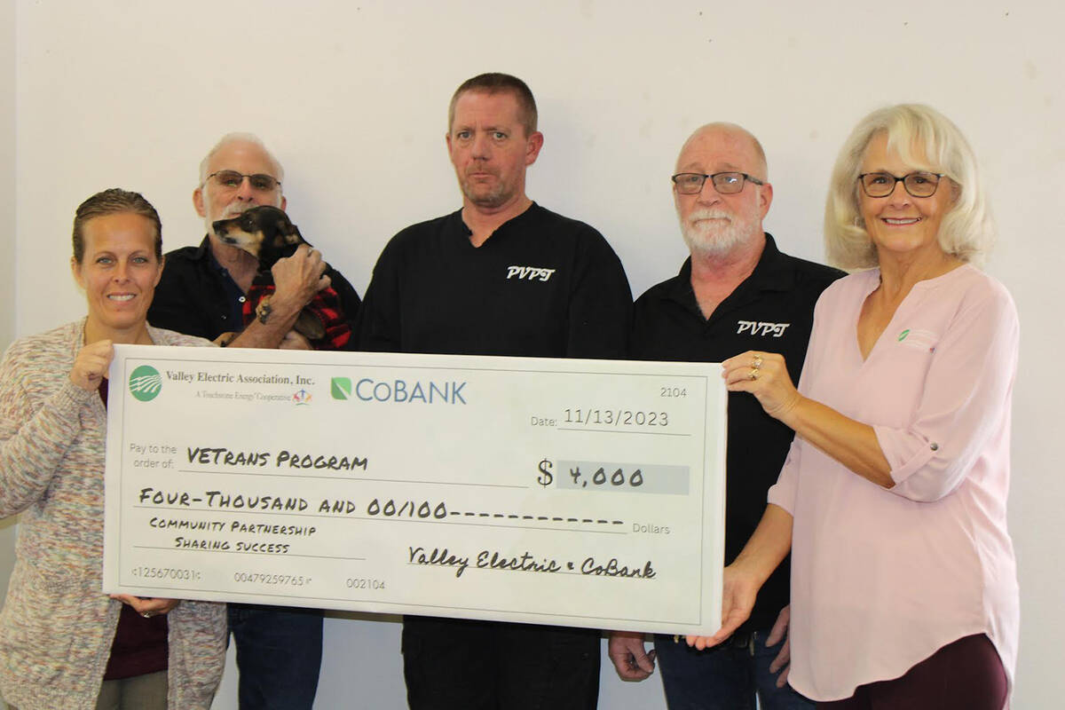 Special to the Pahrump Valley Times VETrans officials were thrilled to receive a $4,000 donatio ...