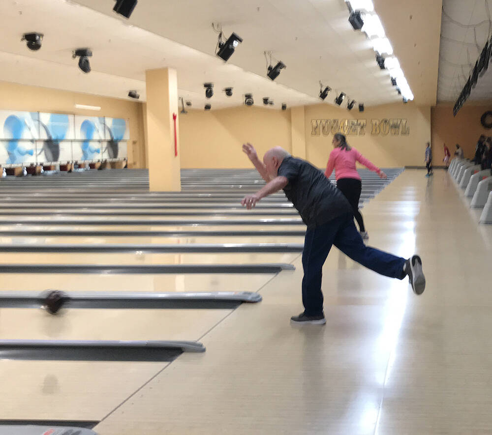 Robin Hebrock/Pahrump Valley Times A bowler lets his ball fly at the Bowl-A-Thon for Wounded Wa ...