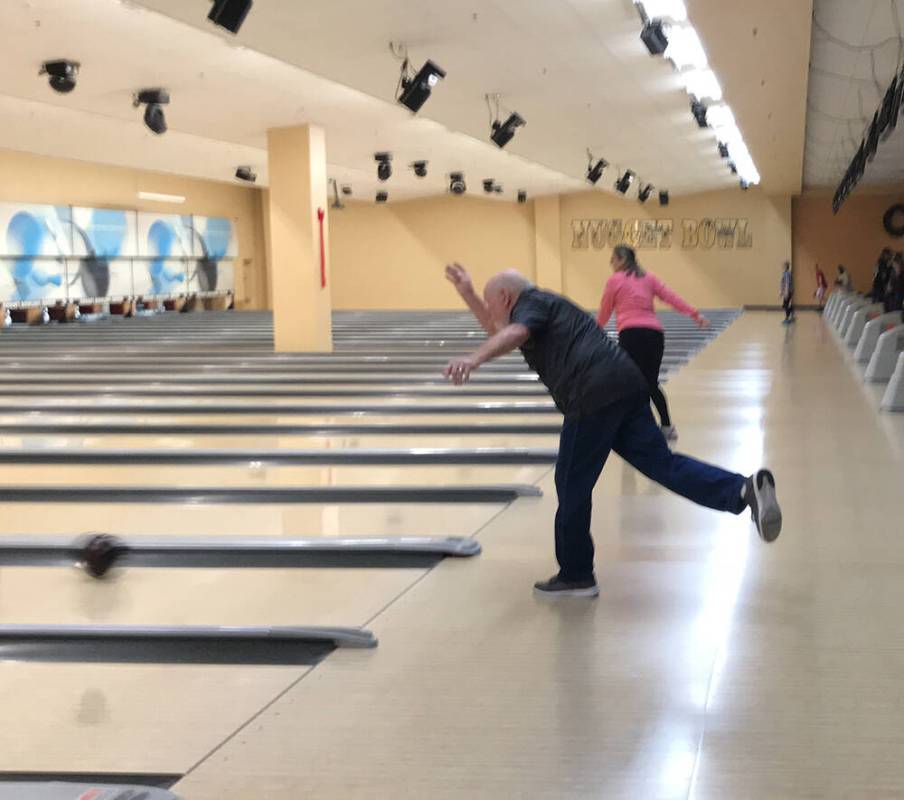 Robin Hebrock/Pahrump Valley Times A bowler lets his ball fly at the Bowl-A-Thon for Wounded Wa ...