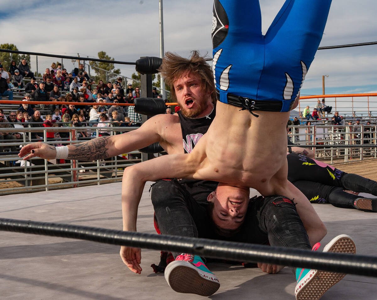 John Clausen/Pahrump Valley Times Professional wrestlers performed all sorts of moves, such as ...