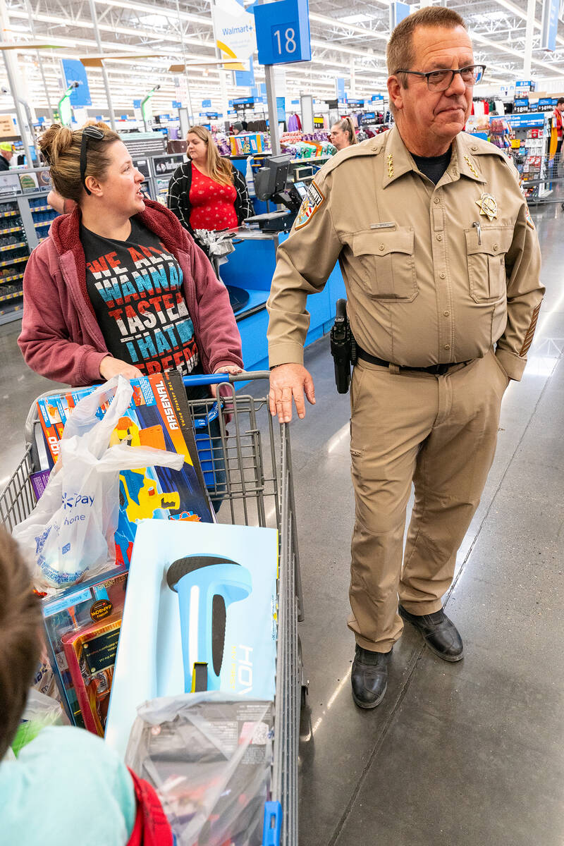 John Clausen/Pahrump Valley Times Nye County Sheriff Joe McGill, right, is pictured with a bask ...
