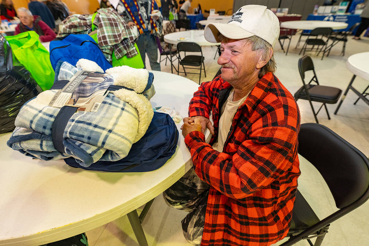 John Clausen/Pahrump Valley Times A Homeless Wraparound attendee is pictured with his newly acq ...