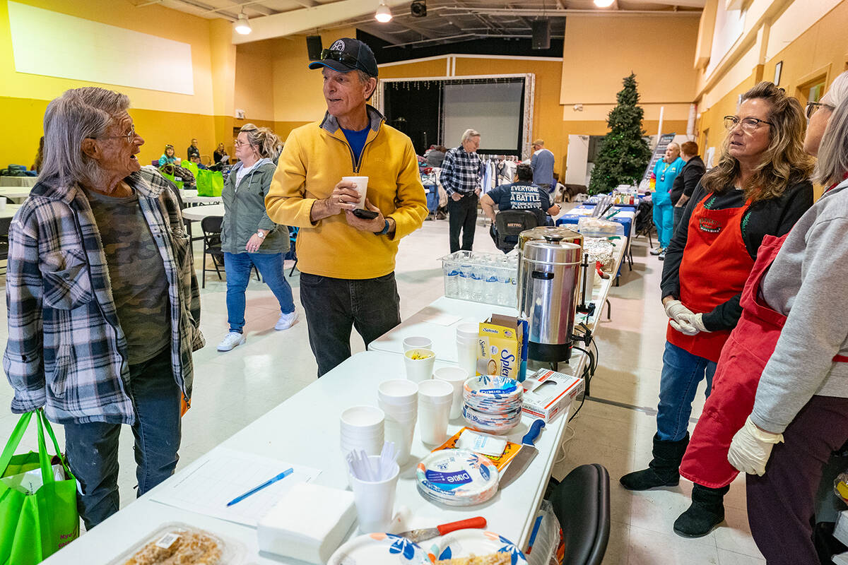 John Clausen/Pahrump Valley Times Homeless Wraparound attendees were able to chat with represen ...