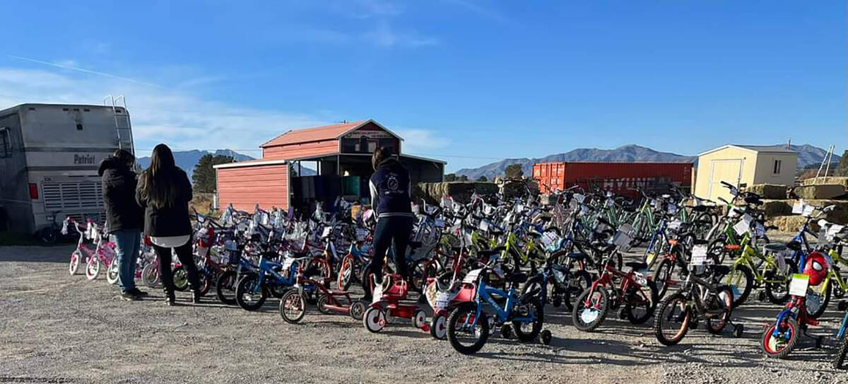 Special to the Pahrump Valley Times More than 100 bikes were set out in the Shadow Mountain Fee ...