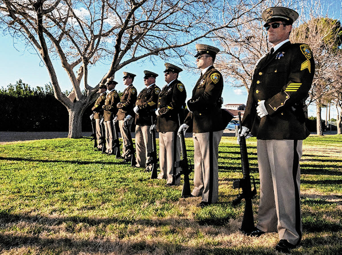 John Clausen/Pahrump Valley Times Honor guards from the Las Vegas Metropolitan Police Departmen ...