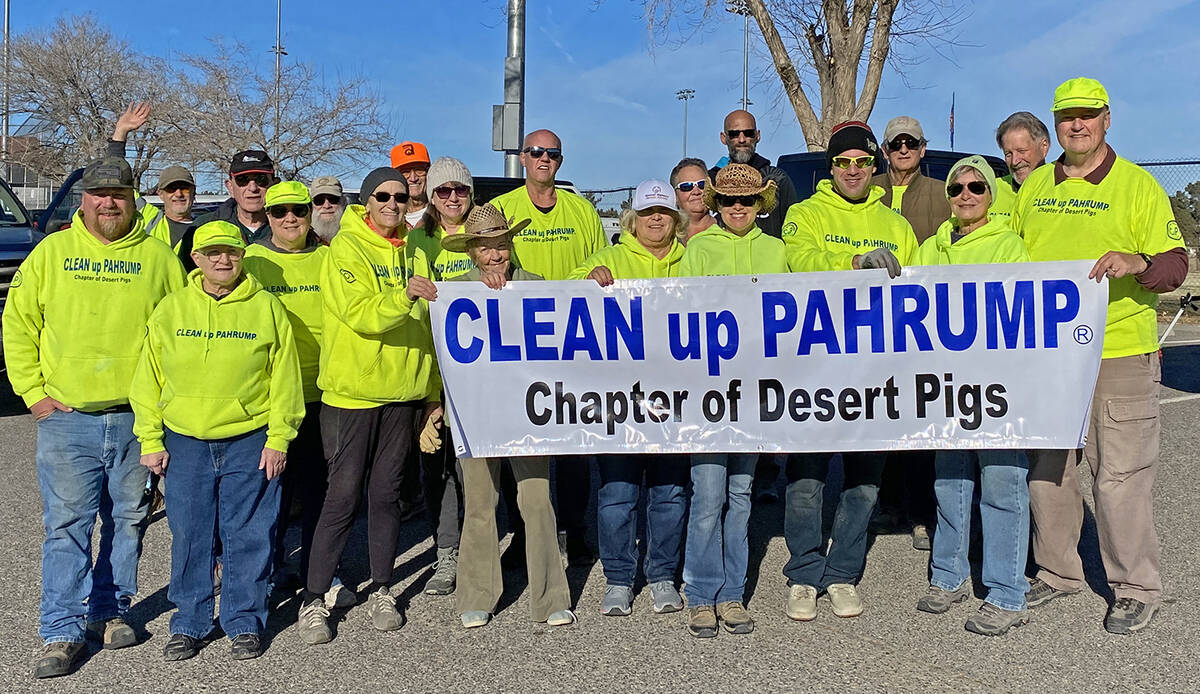 Robin Hebrock/Pahrump Valley Times Clean Up Pahrump volunteers pose for a photo after their Sat ...