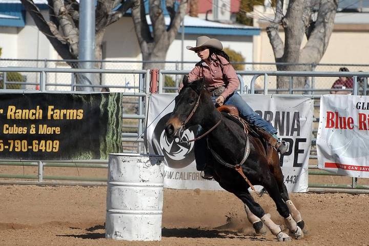 Horace Langford Jr./Pahrump Valley Times Shown in the barrel racing competition is Kylie Ann Be ...