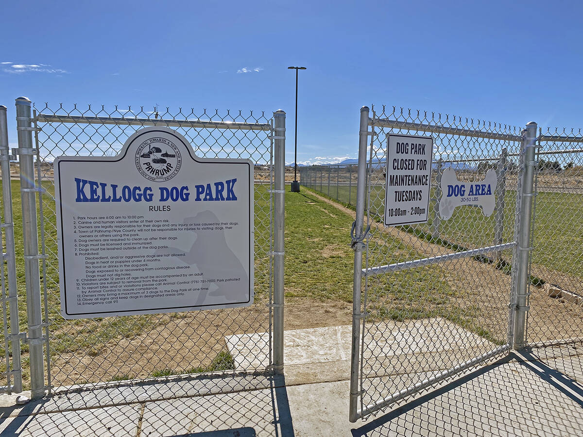 Robin Hebrock/Pahrump Valley Times Kellogg Dog Park is open from 6. a.m. to 10 p.m. except on T ...