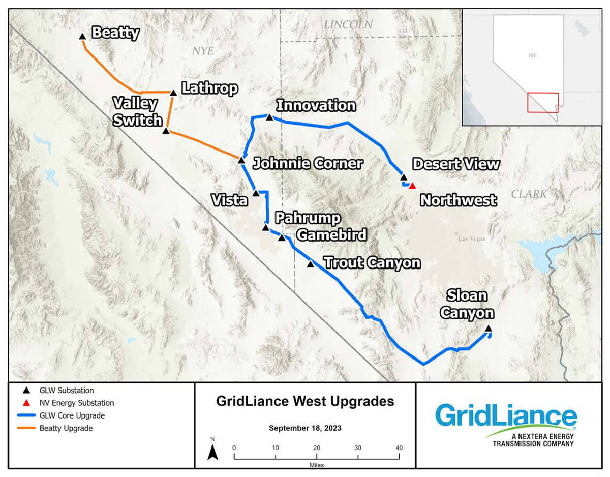 Special to the Pahrump Valley Times This map shows the location of the two transmission system ...