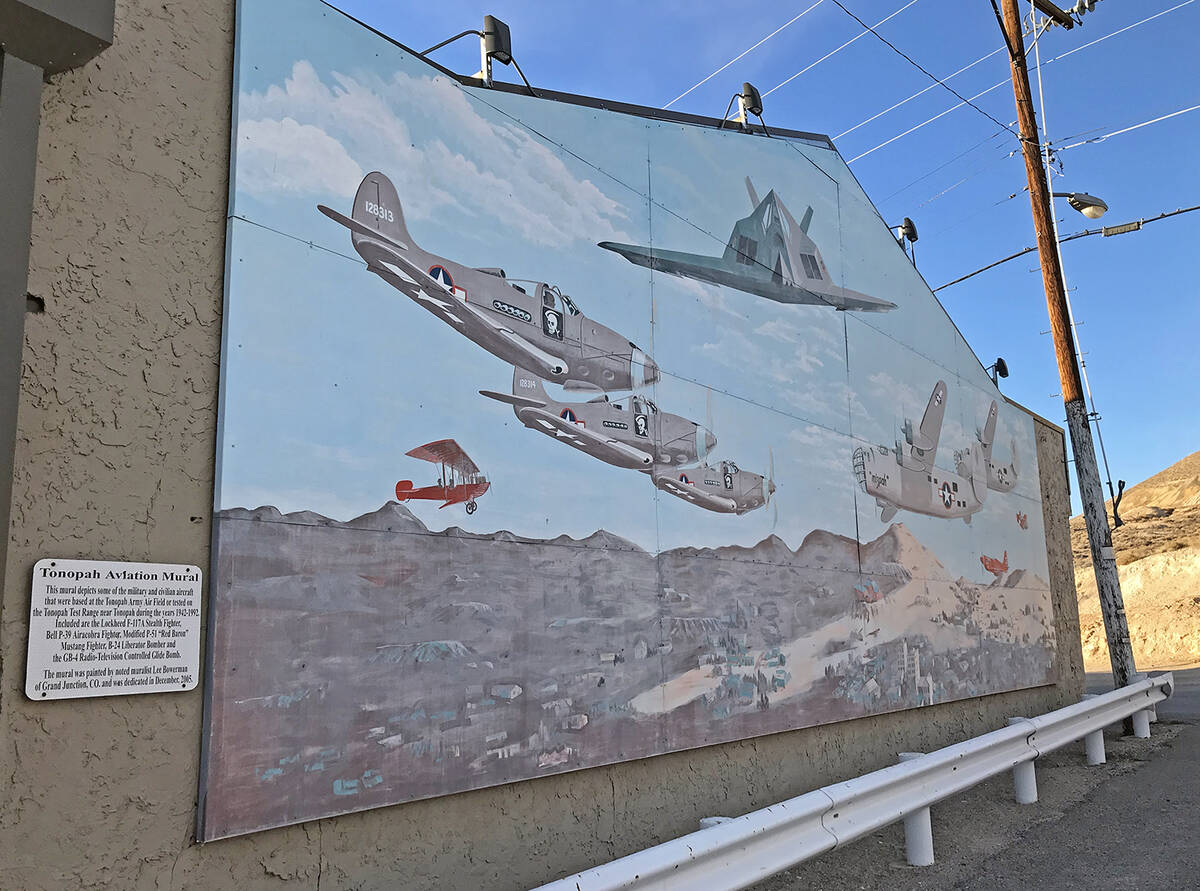 Robin Hebrock/Pahrump Valley Times Downtown Tonopah has a variety of murals and monuments, whic ...