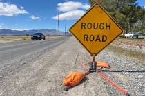 Robin Hebrock/Pahrump Valley Times A sign alongside Thousandaire Blvd. warns drivers of the rou ...