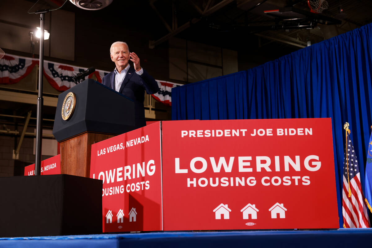 President Joe Biden speaks at Stupak Community Center in Las Vegas Tuesday, March 19, 2024. (K. ...