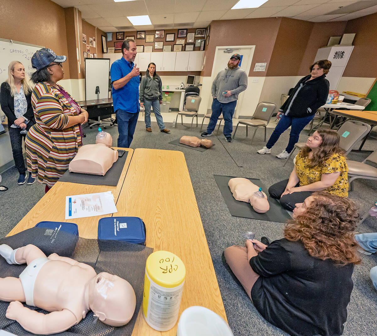 John Clausen/Pahrump Valley Times The first CPR 100 program class, held April 1, included nine ...