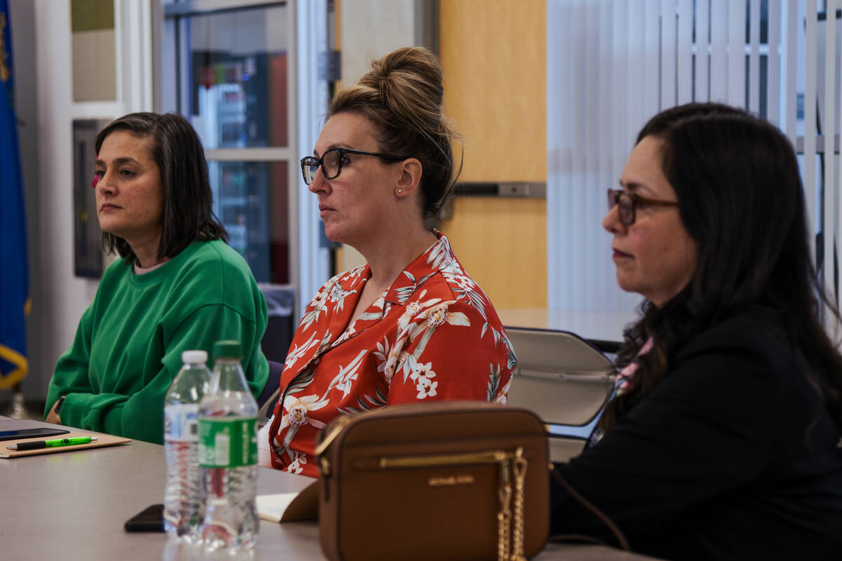 Candace Mapp (left), Erin Jerabek (center) and Genoveva Lopez-Angelo (right) listen to congress ...