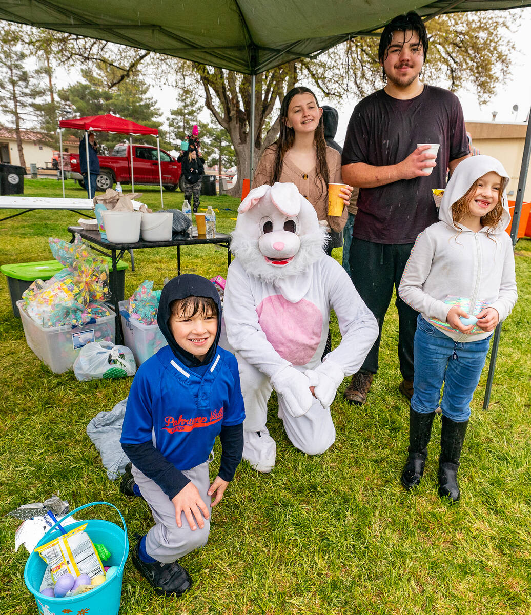 John Clausen/Pahrump Valley Times The Easter Bunny joined in the Community Easter Picnic, posin ...