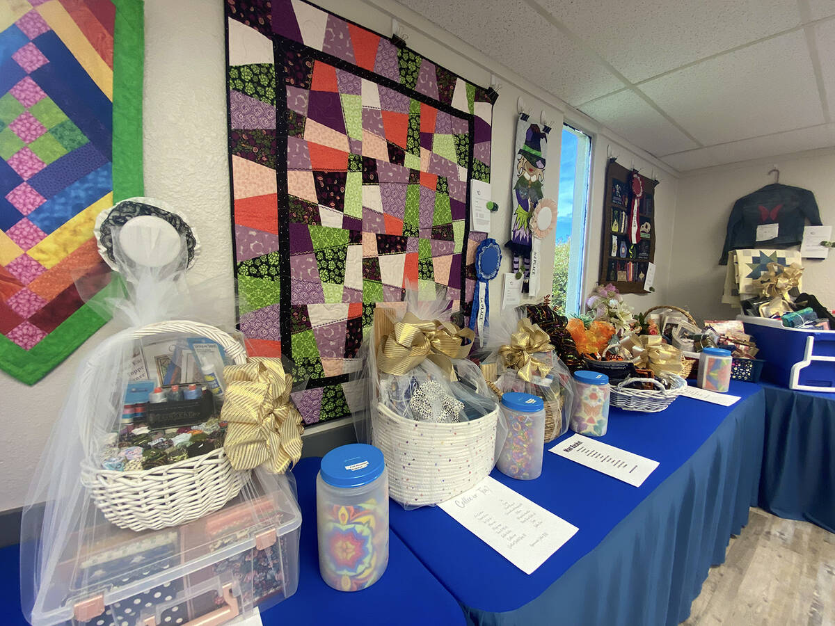 Robin Hebrock/Pahrump Valley Times A plethora of gift baskets were up for raffle at the Pins an ...