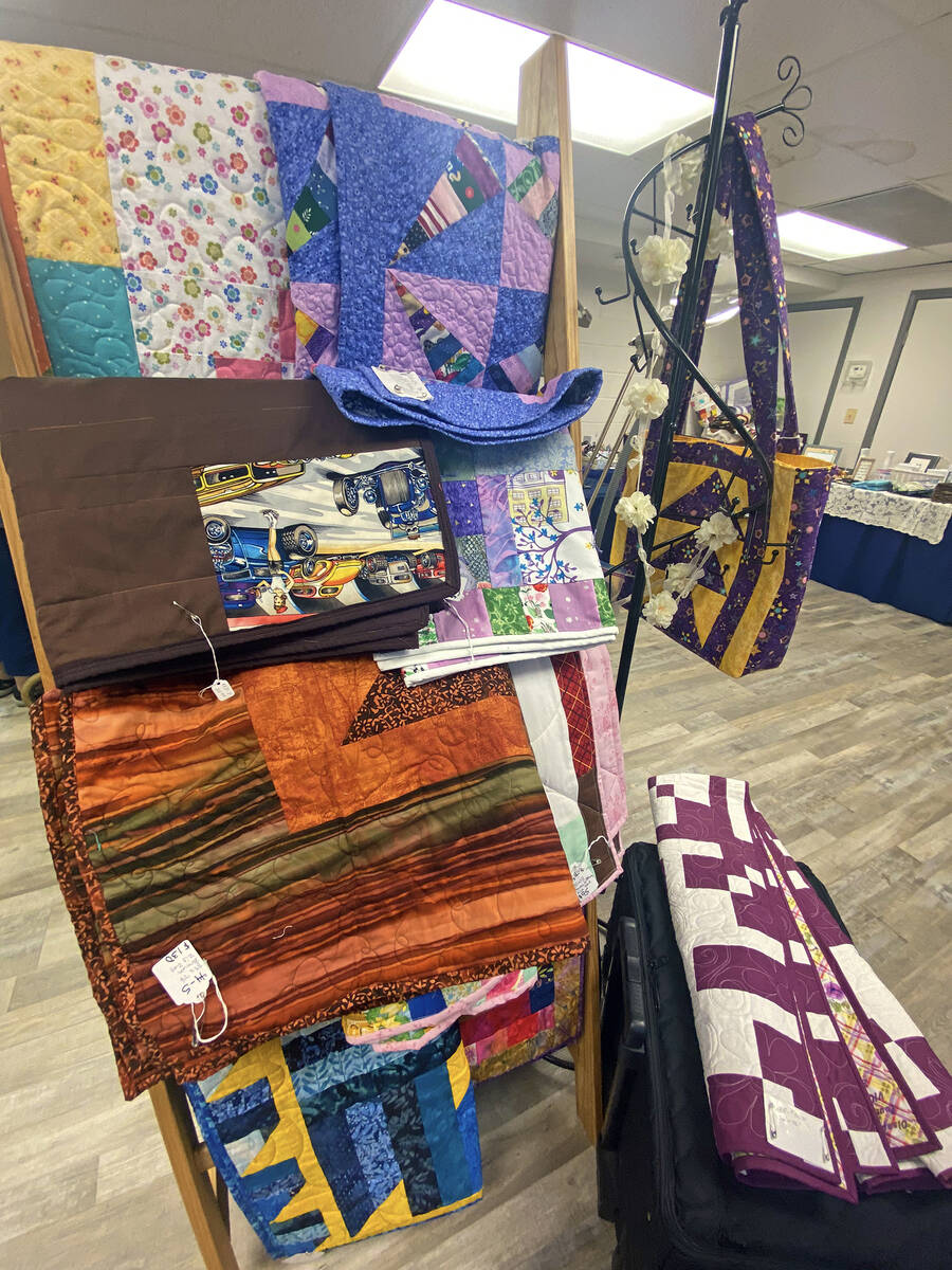 Robin Hebrock/Pahrump Valley Times A display of items available at the Shadow Mountain Quilters ...