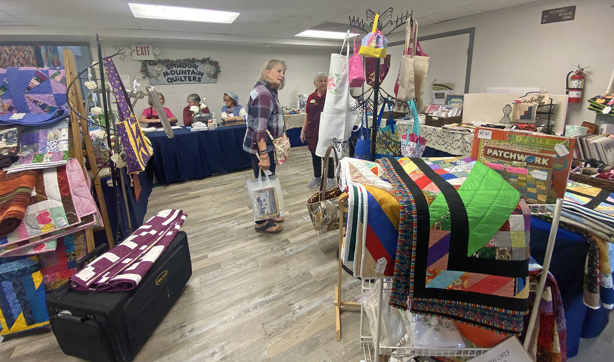 Robin Hebrock/Pahrump Valley Times The Shadow Mountain Quilters, organizers of the Pins and Nee ...