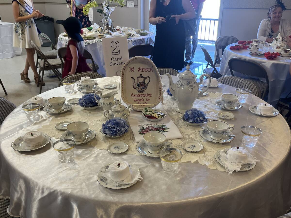 The tables at the first annual Pahrump Valley Republican Women's Tea were set with centerpieces ...