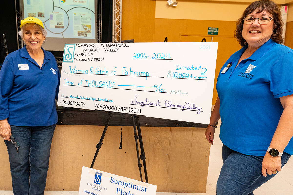 John Clausen/Pahrump Valley Times Soroptimist International Pahrump Valley injects over $10,000 ...