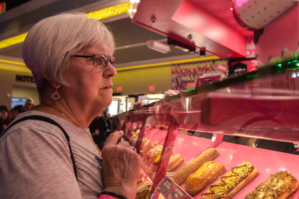 The third customer orders doughnuts from the new Pinkbox Doughnut located inside the Pahrump Nu ...