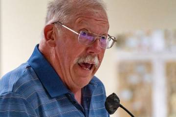 John Clausen/Pahrump Valley Times One of many public speakers on Tuesday, John O'Brien, vowed t ...