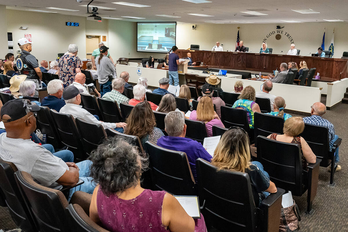 John Clausen/Pahrump Valley Times The Nye County Commissioners' Chambers were filled with resid ...