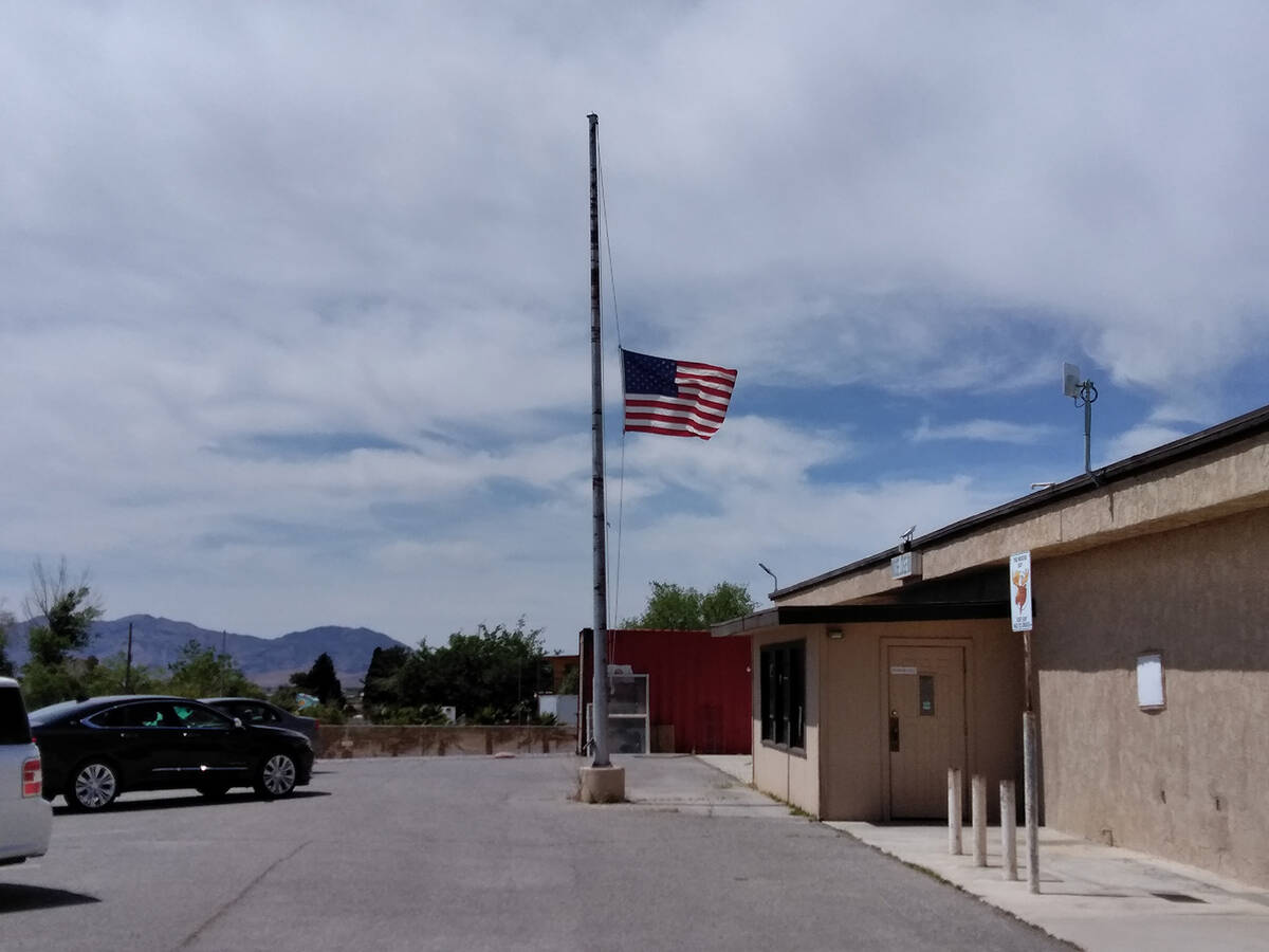 Selwyn Harris/Pahrump Valley Times The flag at the Pahrump Moose Lodge was at half-staff on Wed ...